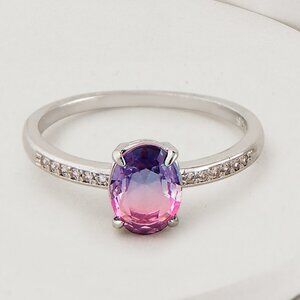 Dainty  Pink / Purple tourmaline oval gemstone ring, Charmed Aroma